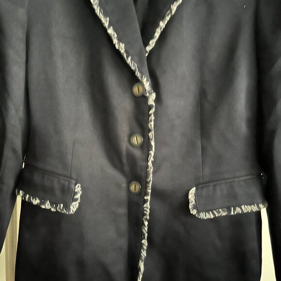 EUC TAHARI Arthur Levine blue lapis fringe lined blazer (6) - Picture 4 of 5